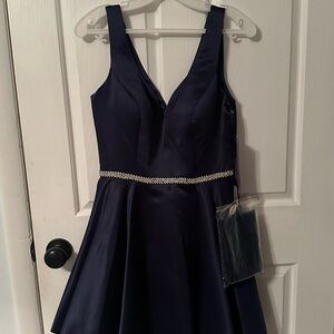Dancing Queen Midnight Blue Gown with Sparkling Accents